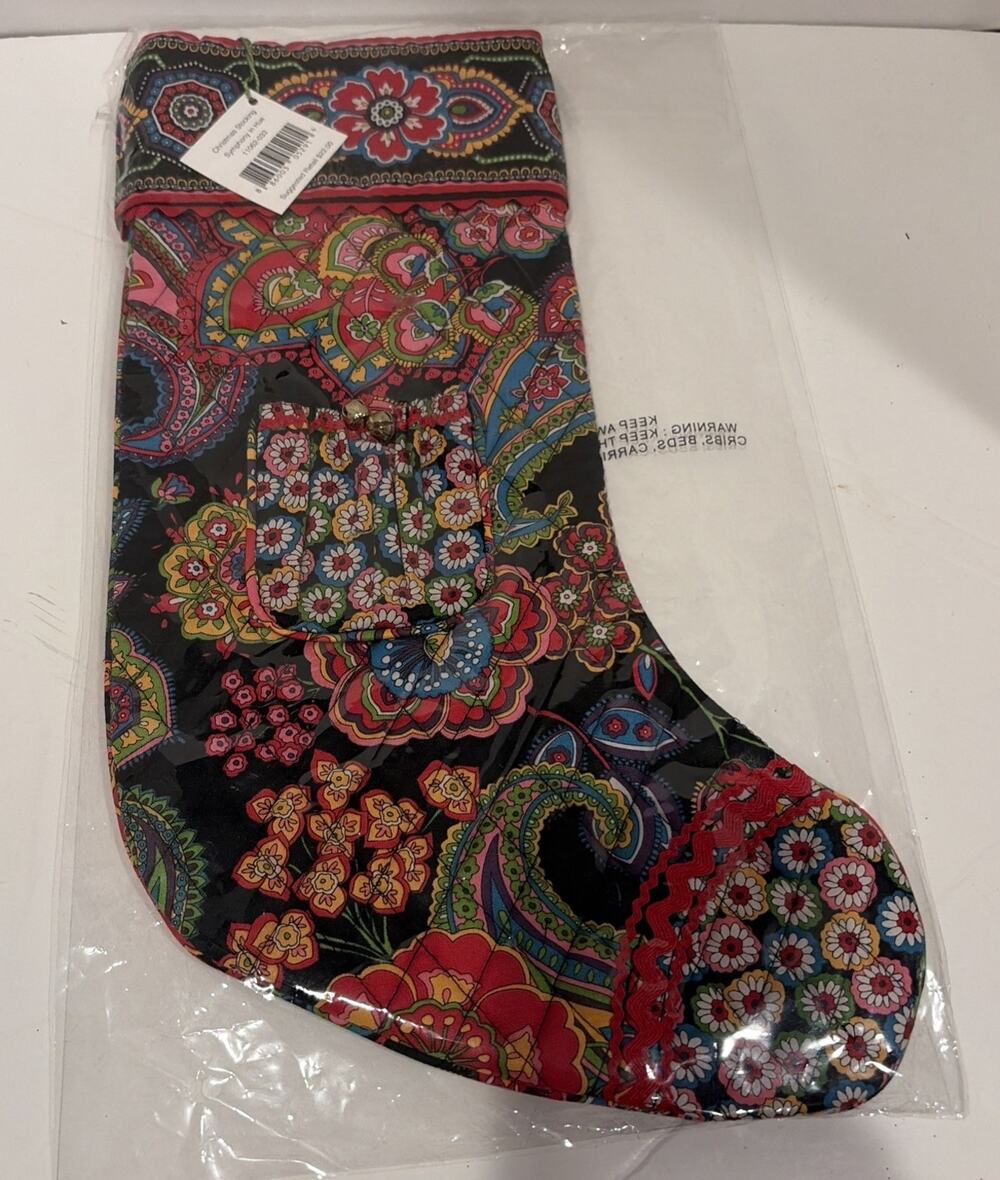 NWT- VERA BRADLEY CHRISTMAS STOCKING SYMPHONY IN HUE QUILTED AND LINED W/POCKET